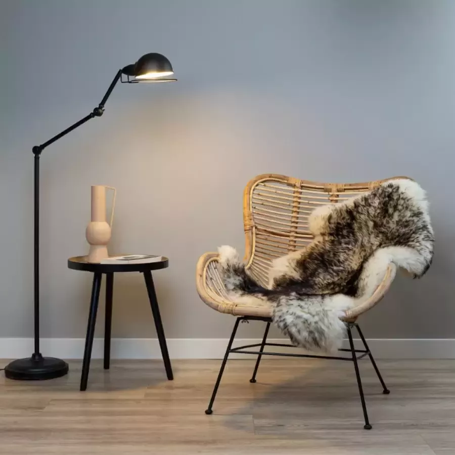 WOOOL Schapenvacht Classic Wit Zwart Moeflon S (90x50cm) 100% Natuurlijk & Echt Vloerkleed ECO+