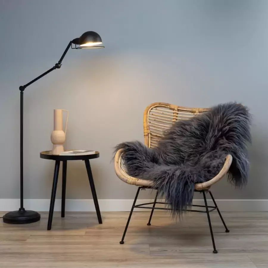 WOOOL Schapenvacht IJslands Donker Grijs CURLY L (105x60cm) 100% Echt Vloerkleed Krul