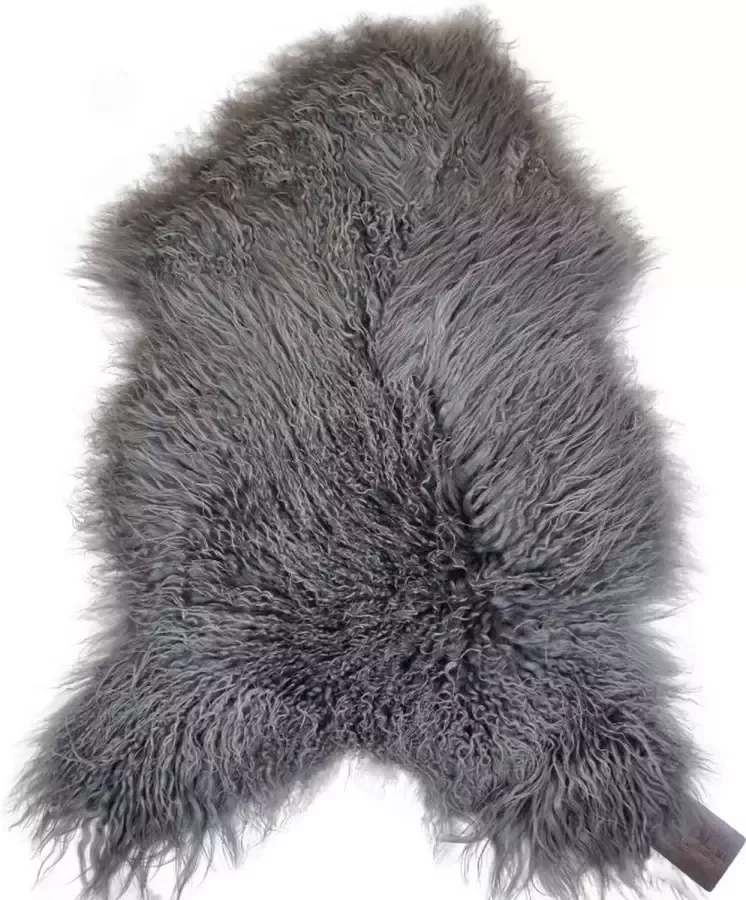 WOOOL Schapenvacht IJslands Grijs CURLY M (100x55cm) 100% Echt Vloerkleed Krul