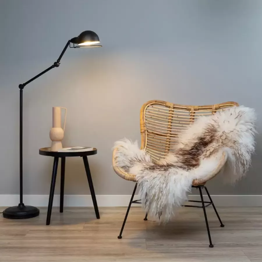 WOOOL Schapenvacht IJslands Wit Bruin CURLY L (105x60cm) 100% Echt Vloerkleed Krul