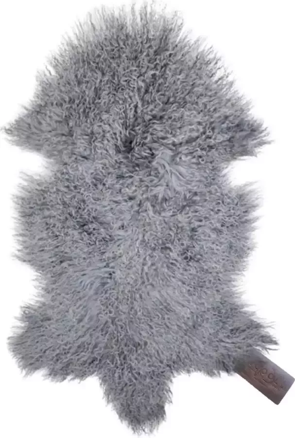WOOOL Schapenvacht Tibetaans Grijs M (100x55cm) 100% Echt Vloerkleed Krulletjes Schapenvel