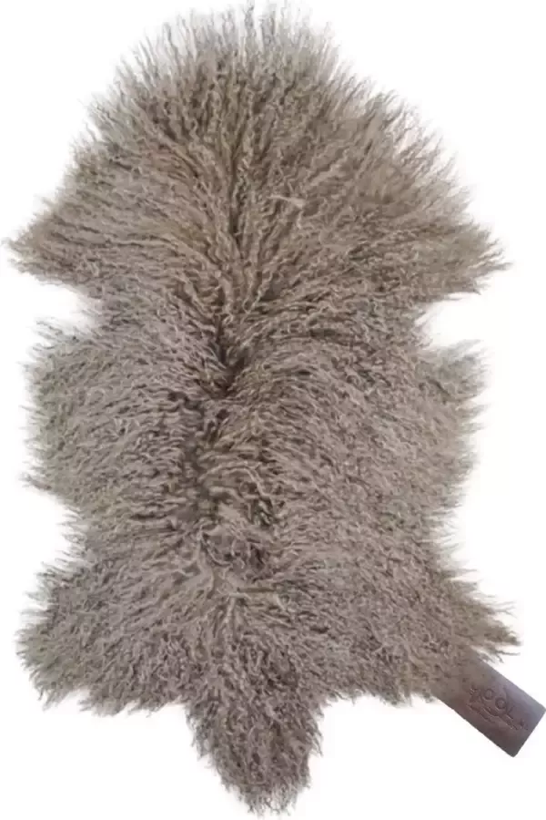 WOOOL Schapenvacht Tibetaans Taupe M (100x55cm) 100% Echt Vloerkleed Krulletjes Schapenvel