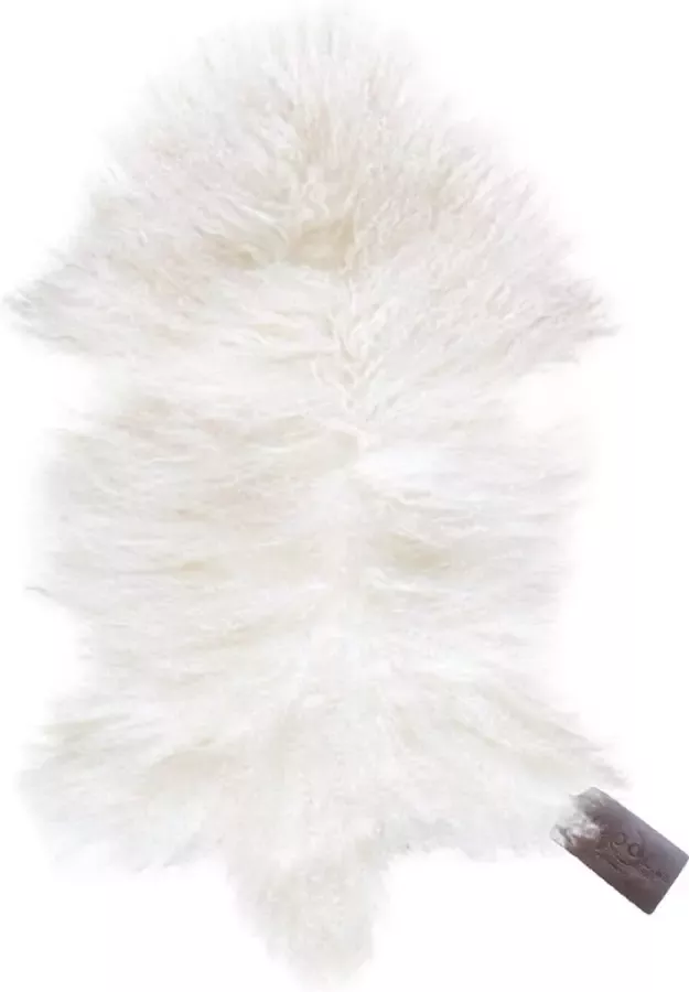 WOOOL Schapenvacht Tibetaans Wit M (100x55cm) 100% Echt Vloerkleed Krulletjes Schapenvel