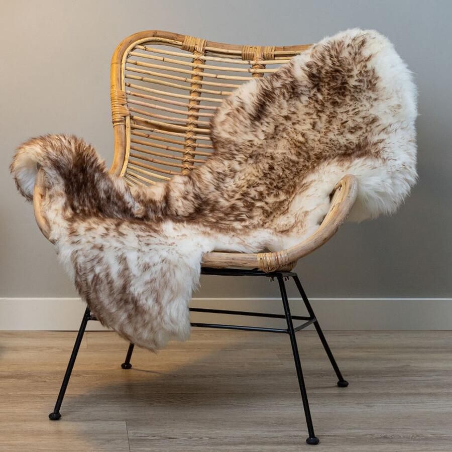 WOOOL Classic Schapenvacht Wit Bruin Moeflon XL (115x65cm) 100% Natuurlijk & Echt Vloerkleed ECO+