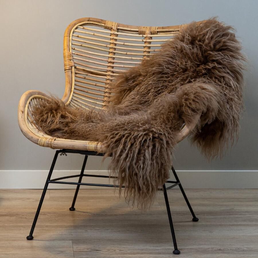 WOOOL IJslandse Schapenvacht Rood Bruin CURLY S (90x50cm) 100% Natuurlijk & Echt Vloerkleed ECO+