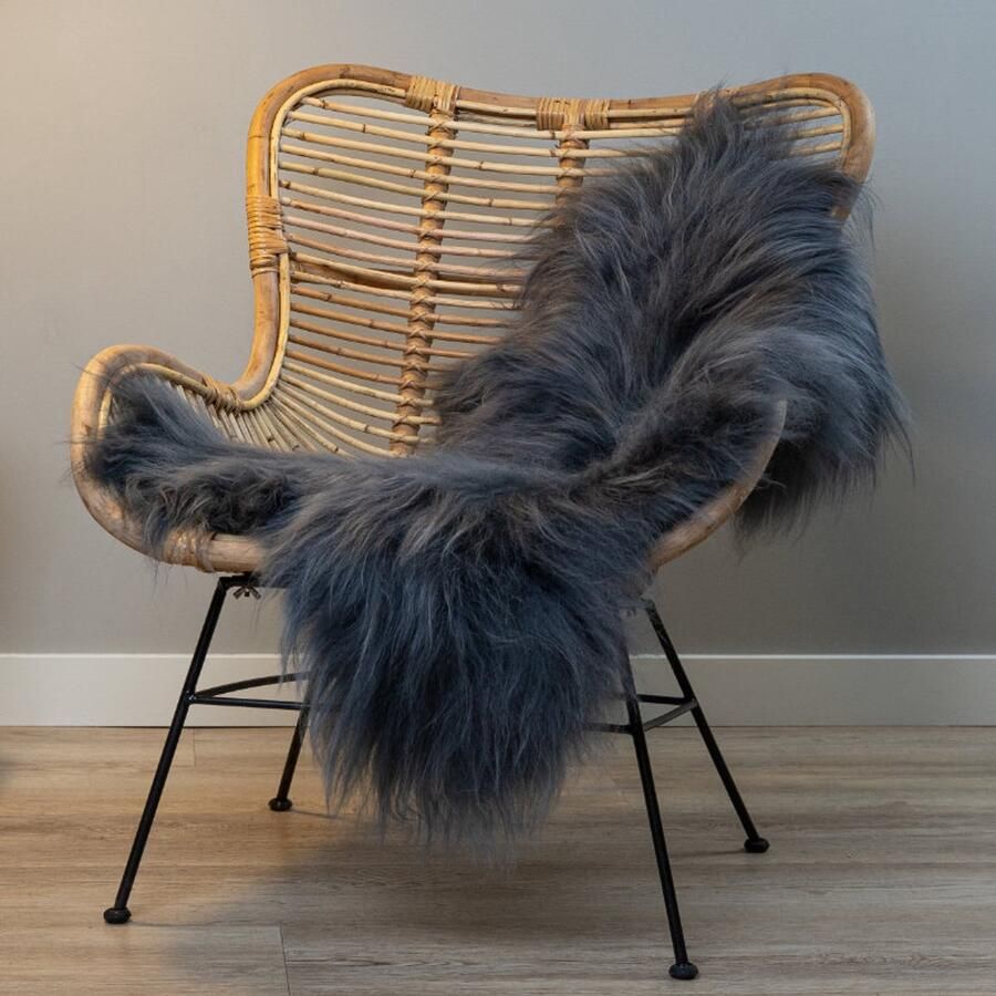 WOOOL IJslandse Schapenvacht Donker Grijs CURLY M (100x55cm) 100% Natuurlijk & Echt Vloerkleed ECO+