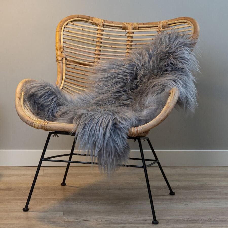 WOOOL IJslandse Schapenvacht Grijs CURLY S (90x50cm) 100% Natuurlijk & Echt Vloerkleed ECO+