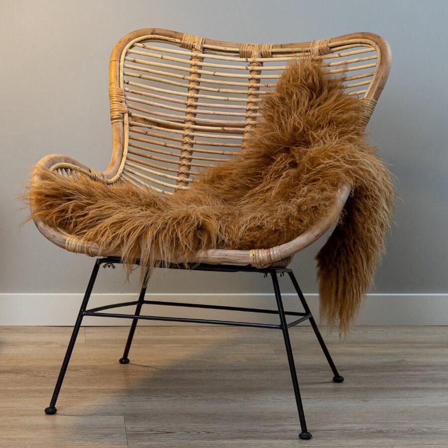 WOOOL IJslandse Schapenvacht Rood Bruin CURLY L (105x60cm) 100% Natuurlijk & Echt Vloerkleed ECO+