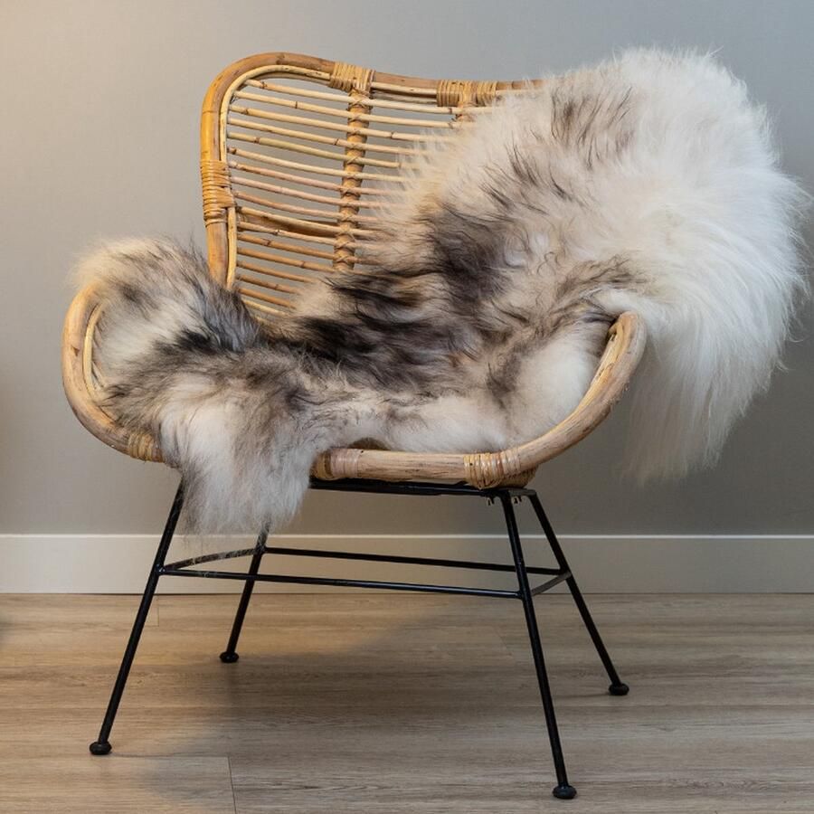 WOOOL IJslandse Schapenvacht Wit Zwart XS (80x45cm) 100% Natuurlijk & Echt Vloerkleed ECO+