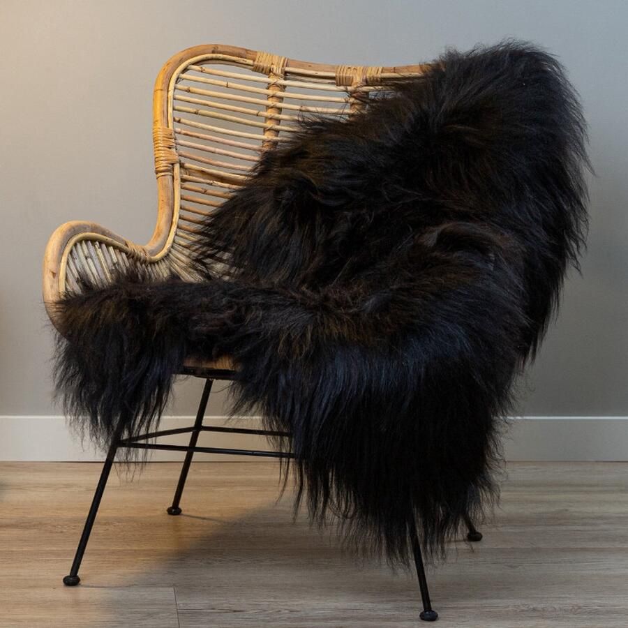 WOOOL IJslandse Schapenvacht Zwart M (100x55cm) 100% Natuurlijk & Echt Vloerkleed ECO+