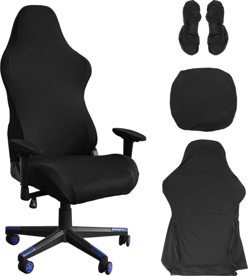 WordStar Products Gamingstoel overtrek bureaustoelhoezen zwarte rekbare stoelhoes stoelbekleding bureaustoel gamingstoelhoezen voor computerspeelstoel racing-stijl bureaustoel zwart