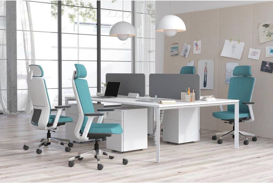 Workēa Bureaustoel Met hoofdsteun Stof Blauw VOLTI L 67 cm x H 119 cm x D 62 cm