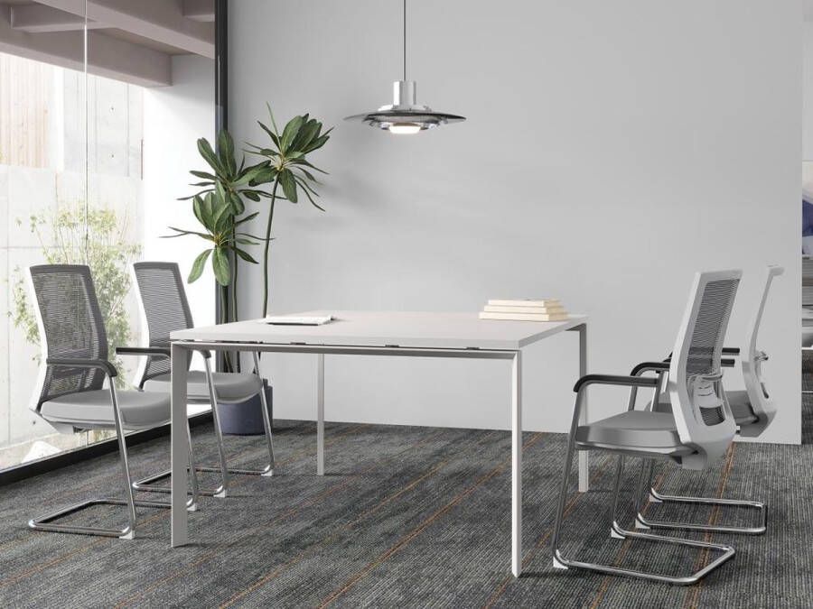 Workēa Bureaustoel Stof en verchroomd metaal Grijs RULIO L 58 cm x H 102 cm x D 51.5 cm - Foto 2