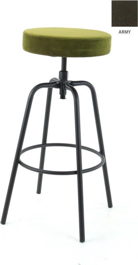 Workliving Barkruk Hoog Rond Velvet Earth Army