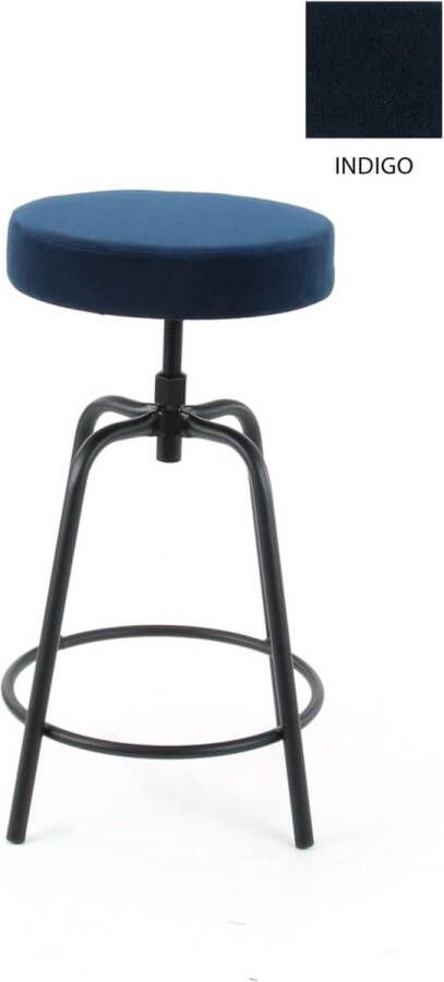 Workliving Barkruk Laag Rond Velvet Earth Indigo