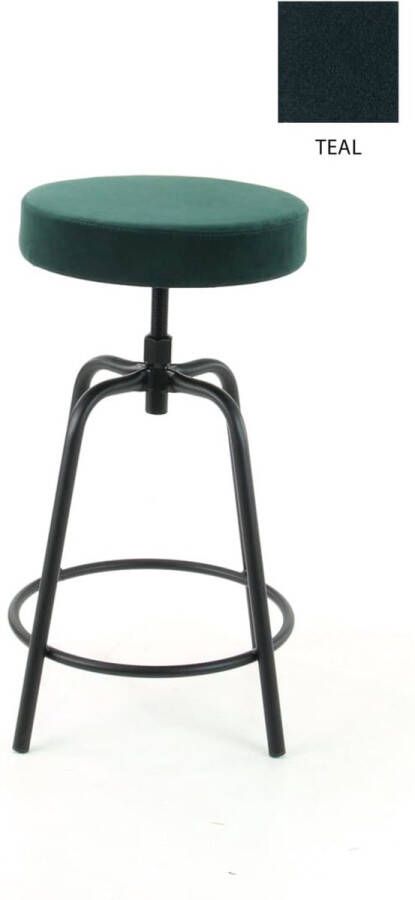 Workliving Barkruk Laag Rond Velvet Earth Teal