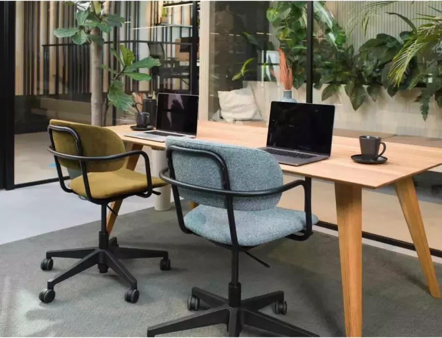 Workliving Puur Design Bureaustoel Velvet Earth Teal Met Schuifzitting - Foto 2