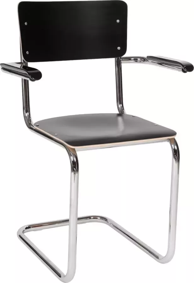 Workliving School Sledeframe Eetkamerstoel met Armleuningen Zwart