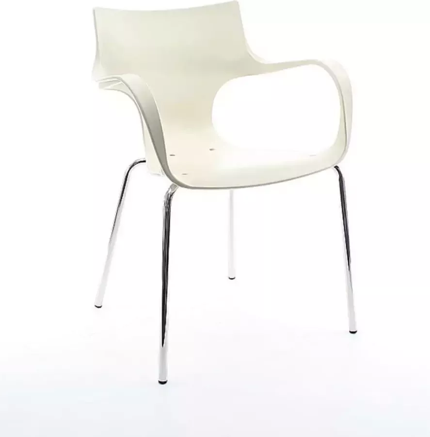 Workliving Stapelbare Stoel Jim Vanille Aluminium Onderstel