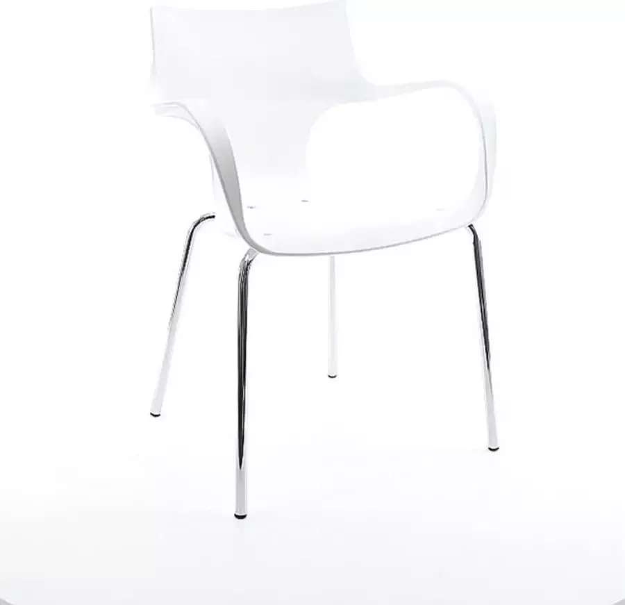 Workliving Stapelbare Stoel Jim Wit Aluminium Onderstel