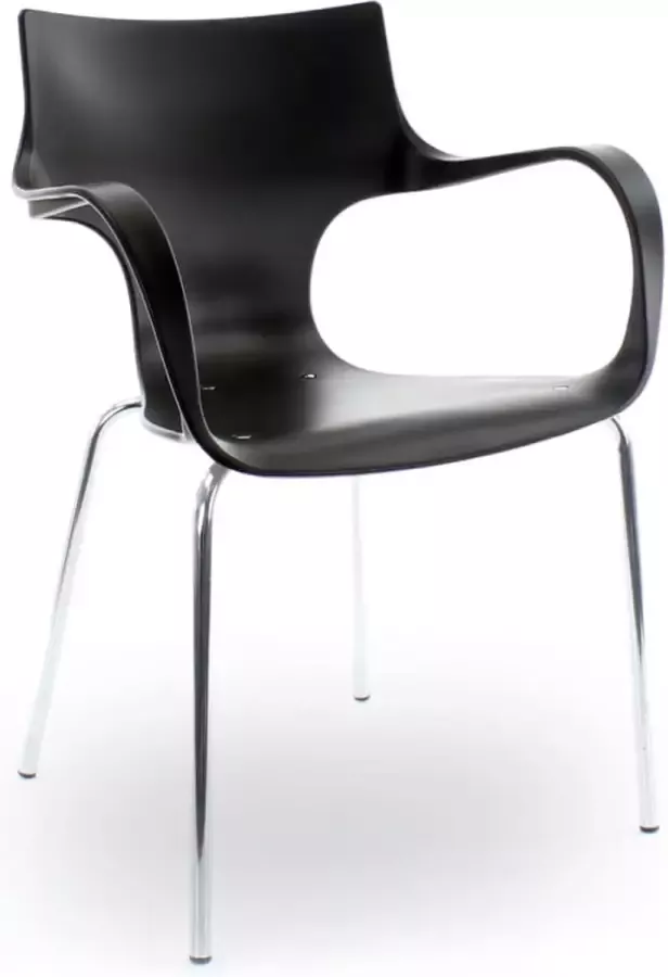 Workliving Stapelbare Stoel Jim Zwart Aluminium Onderstel