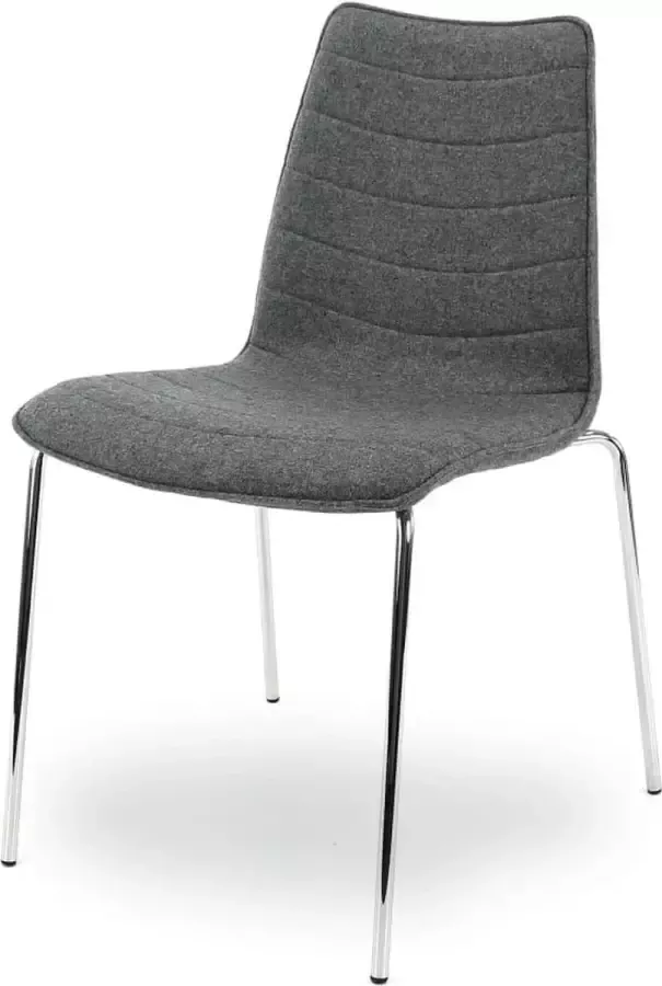 Workliving Verona Eetkamerstoel Vergaderstoel Middengrijs Wolvilt Chroom onderstel