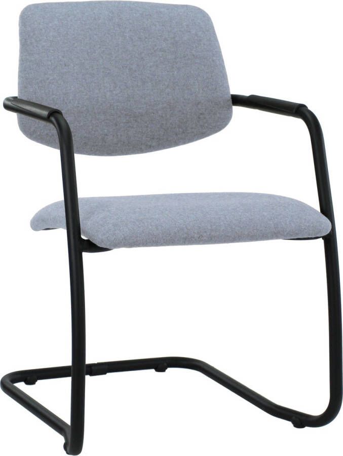 Workliving Vergaderstoel X5 Sledeframe Wolvilt Fenice 351 zachtblauw frame zwart