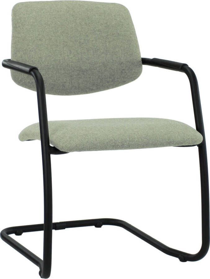 Workliving Vergaderstoel X5 Sledeframe Wolvilt Fenice 455 zachtgroen frame zwart