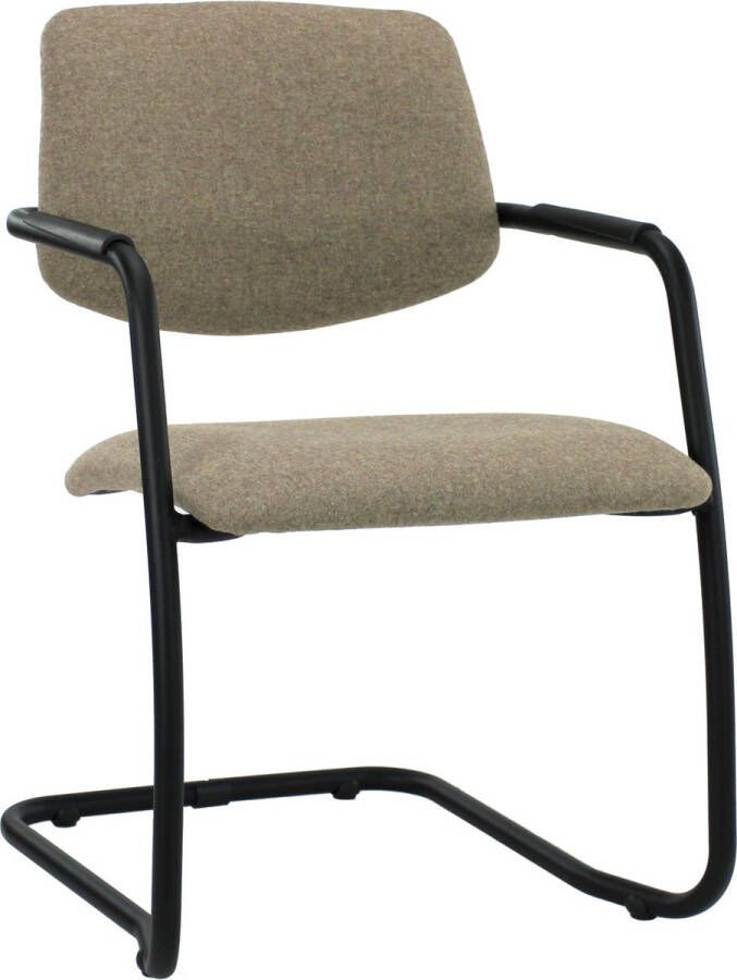 Workliving Vergaderstoel X5 Sledeframe Wolvilt Fenice 511 lichtbruin frame zwart