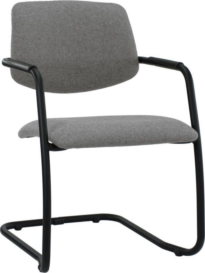 Workliving Vergaderstoel X5 Sledeframe Wolvilt Fenice 602 middengrijs frame zwart