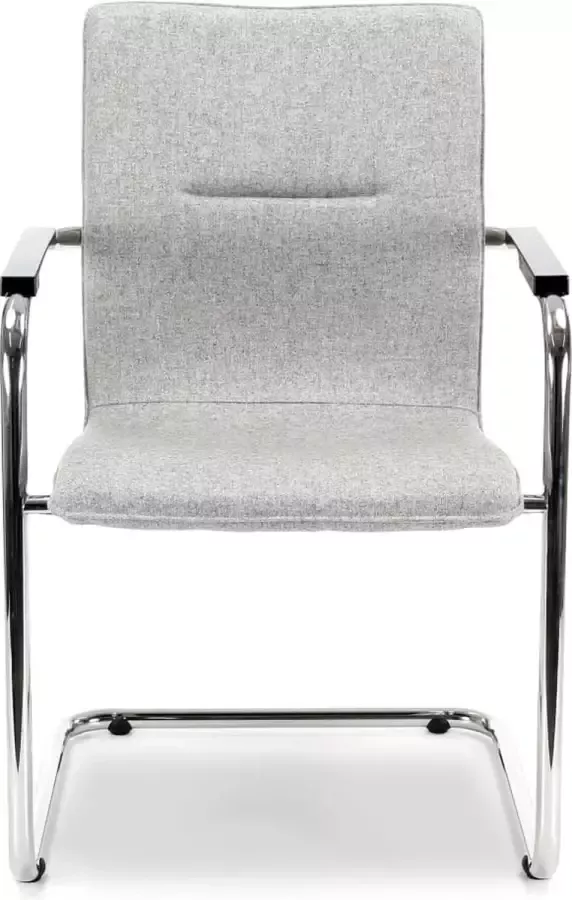 Workliving Vergaderstoel X6 Sledeframe Wolvilt Fenice 601 lichtgrijs frame chroom