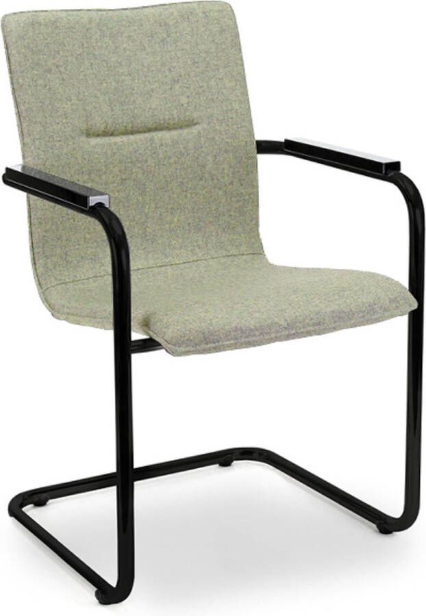 Workliving Vergaderstoel X6 Sledeframe Wolvilt Fenice 455 zachtgroen frame zwart