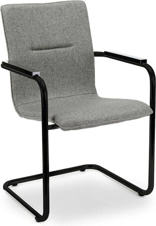 Workliving Vergaderstoel X6 Sledeframe Wolvilt Fenice 602 middengrijs frame zwart