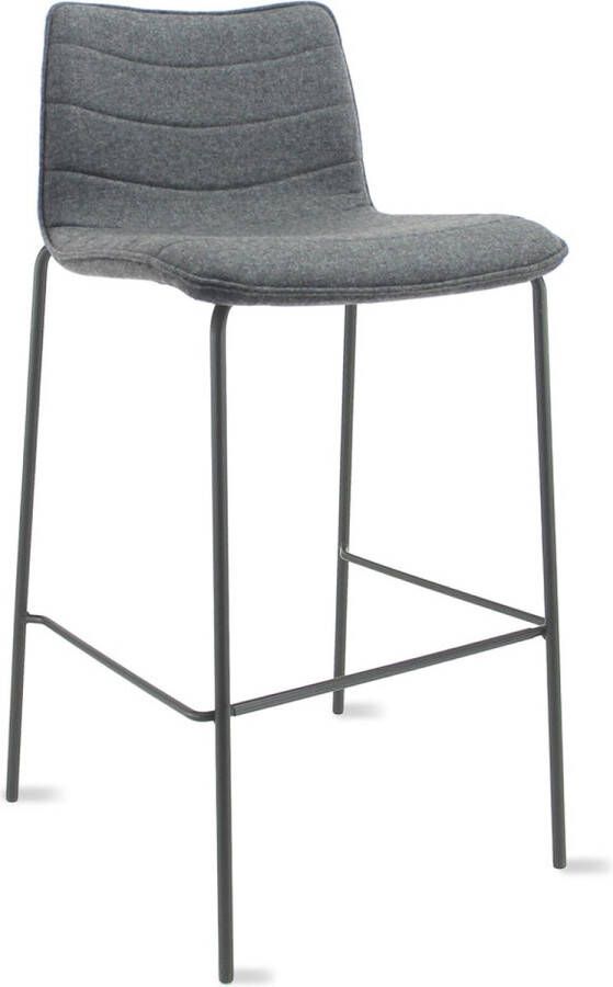 Workliving Verona Barkruk 75 cm Wolvilt Fenice 602 middengrijs frame zwart