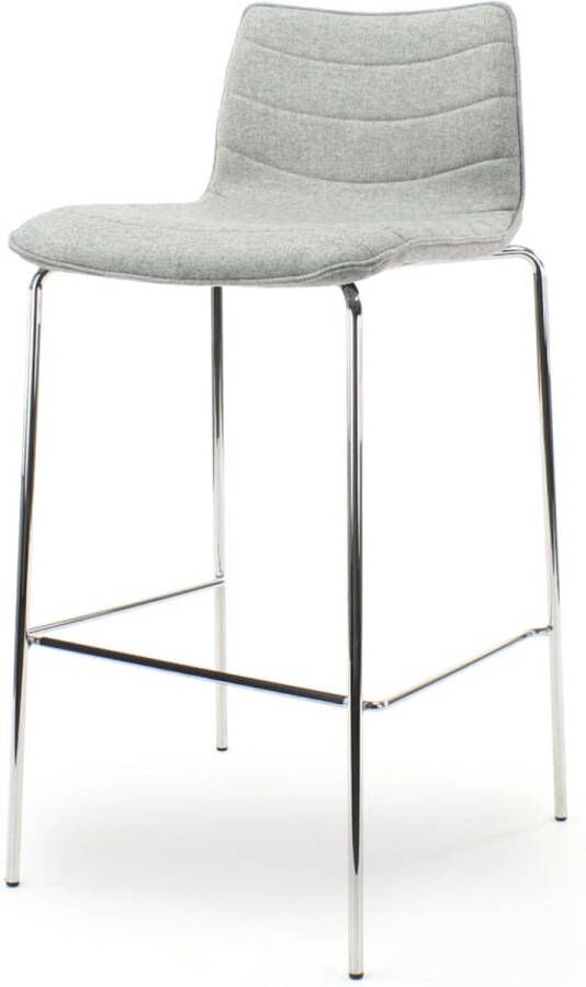 Workliving Verona Barkruk 75 cm Lichtgrijs Wolvilt Chroom onderstel