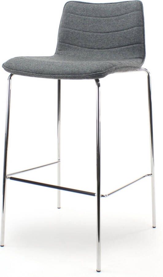Workliving Verona Barkruk 75 cm Middengrijs Wolvilt Chroom onderstel