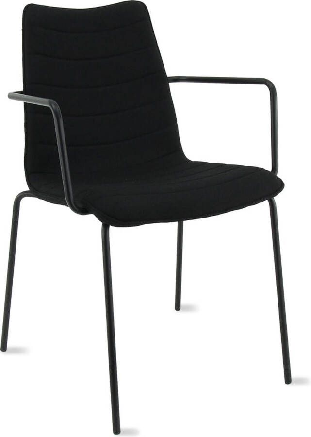 Workliving Verona Eetkamerstoel Vergaderstoel Met Armleuningen stof Mirage zwart frame zwart