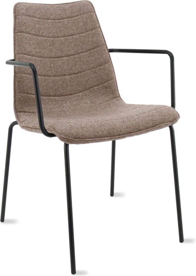 Workliving Verona Eetkamerstoel Vergaderstoel Met Armleuningen Wolvilt Fenice 511 lichtbruin frame zwart