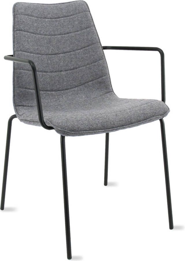 Workliving Verona Eetkamerstoel Vergaderstoel Met Armleuningen Wolvilt Fenice 602 middengrijs frame zwart