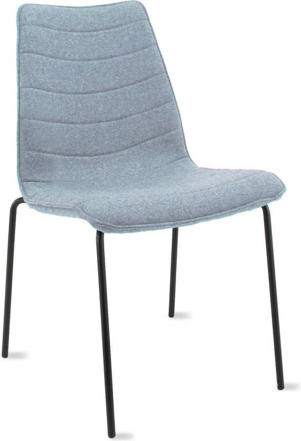 Workliving Verona Eetkamerstoel Vergaderstoel Wolvilt Fenice 351 zachtblauw frame zwart