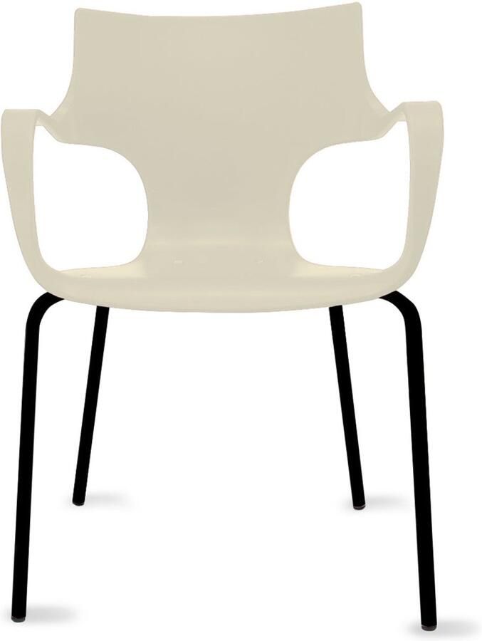 Workliving Jim Stoel Ivory Zwart Onderstel