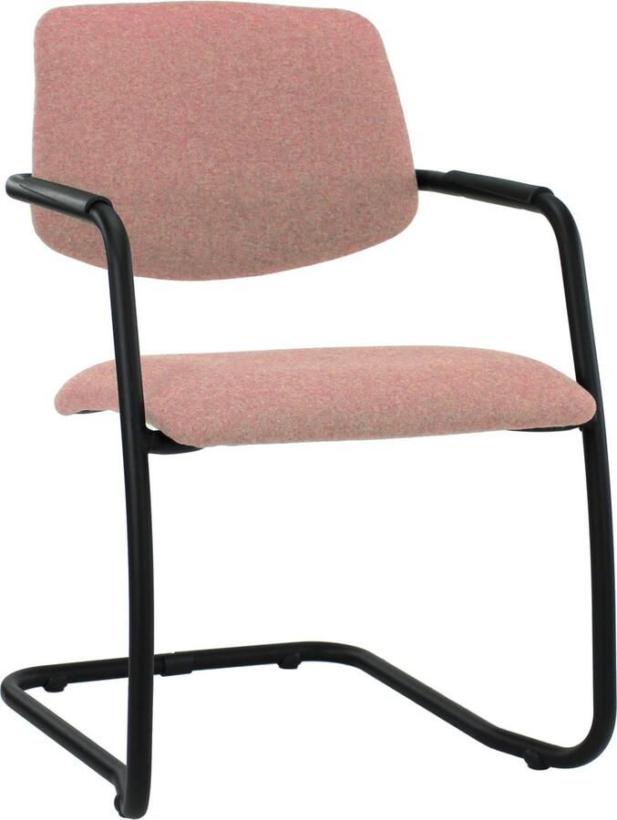 Workliving Vergaderstoel X5 Sledeframe Wolvilt Fenice 152 zachtroze frame zwart