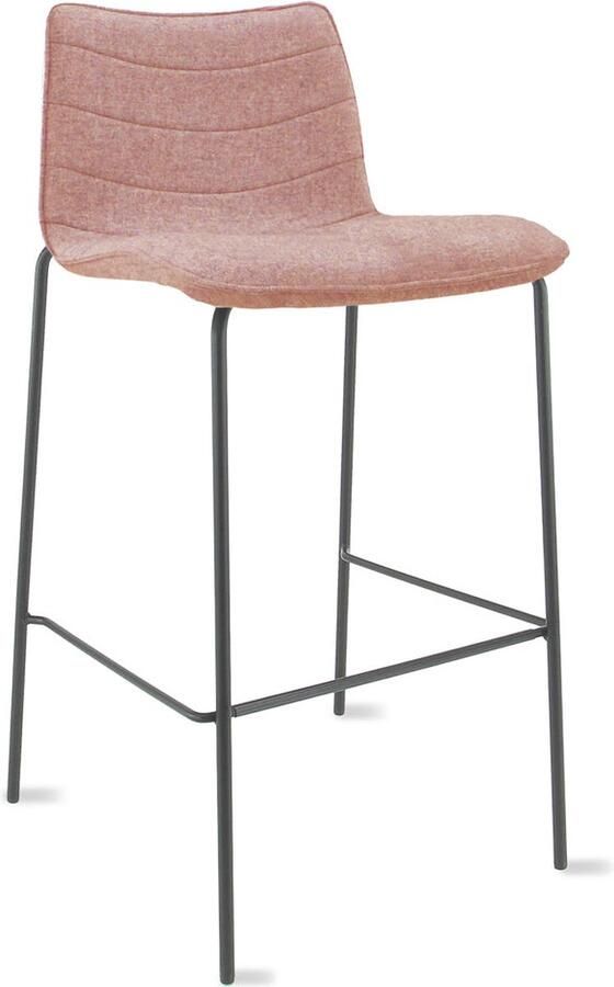 Workliving Verona Barkruk 75 cm Wolvilt Fenice 152 zachtroze frame zwart