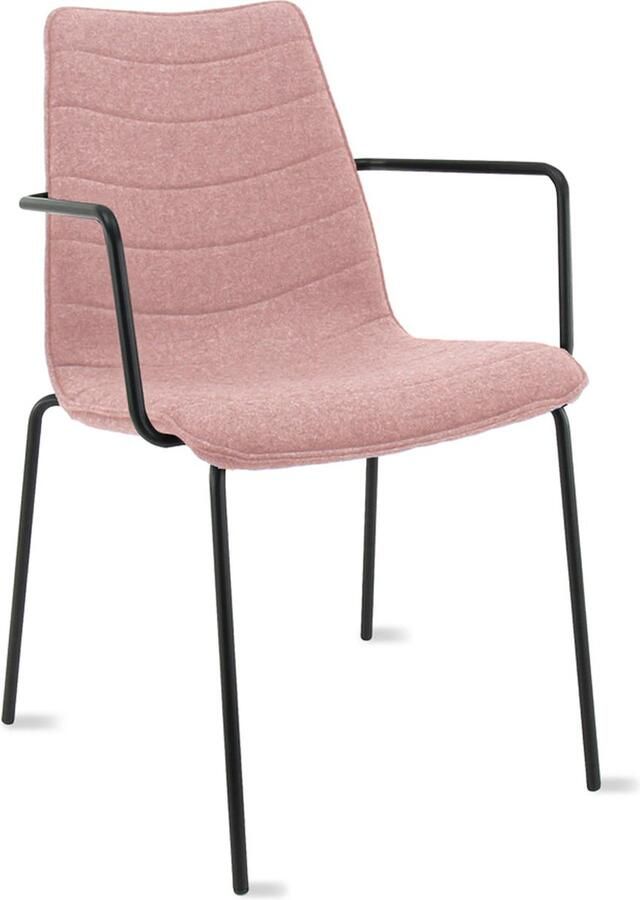 Workliving Verona Eetkamerstoel Vergaderstoel Met Armleuningen Wolvilt Fenice 152 zachtroze frame zwart