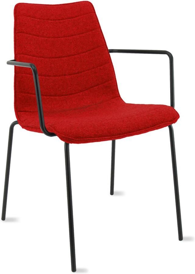 Workliving Verona Eetkamerstoel Vergaderstoel Met Armleuningen Wolvilt Fenice 211 rood frame zwart