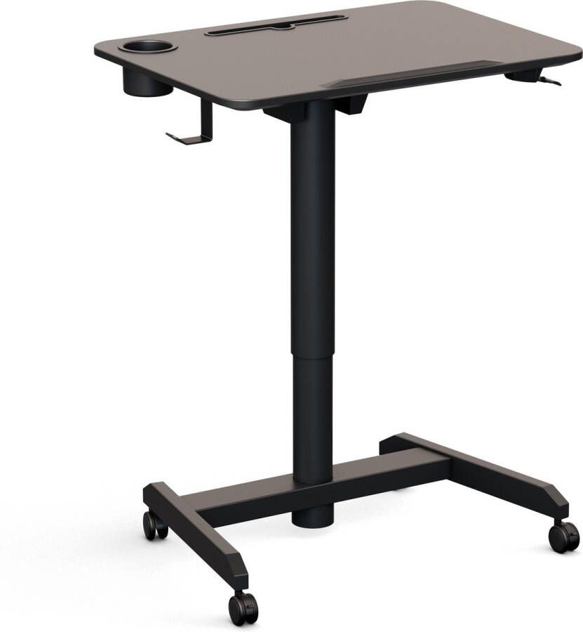 Worktrainer FlipDesk Klein zit-sta bureau Hoogte 68.6 107.2 cm Breedte 50 x 70 cm Verrijdbaar In hoogte verstelbaar Zwart