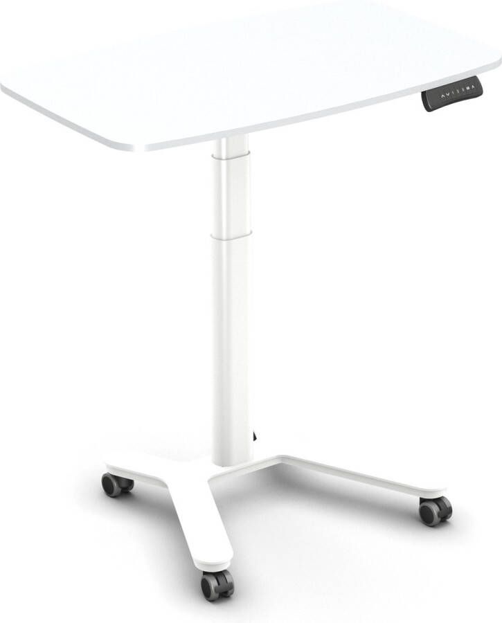 Worktrainer Klein elektrisch zit-sta bureau FlexiDesk hoog laag bureau met accu op wielen Ideaal voor de thuiswerkplek compact bureau kantoor Wit
