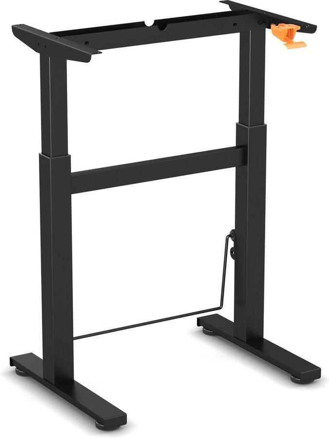 Worktrainer BouncyDesk Gasveer Hoogte 69-106 cm Breedte 65 cm Klein Zit Sta Bureau Frame – Traploos in Hoogte Verstelbaar Bureau Onderstel Zwart Met Voetschommel