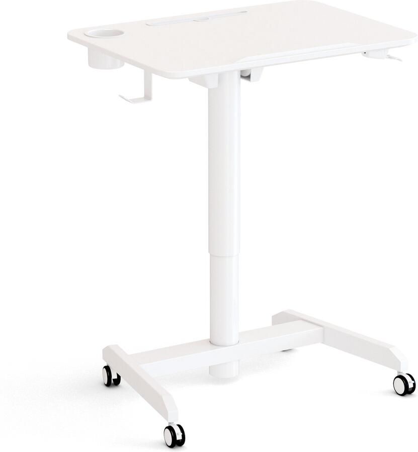 Worktrainer FlipDesk Klein zit-sta bureau Hoogte 68.6 107.2 cm Breedte 50 x 70 cm Verrijdbaar In hoogte verstelbaar Wit