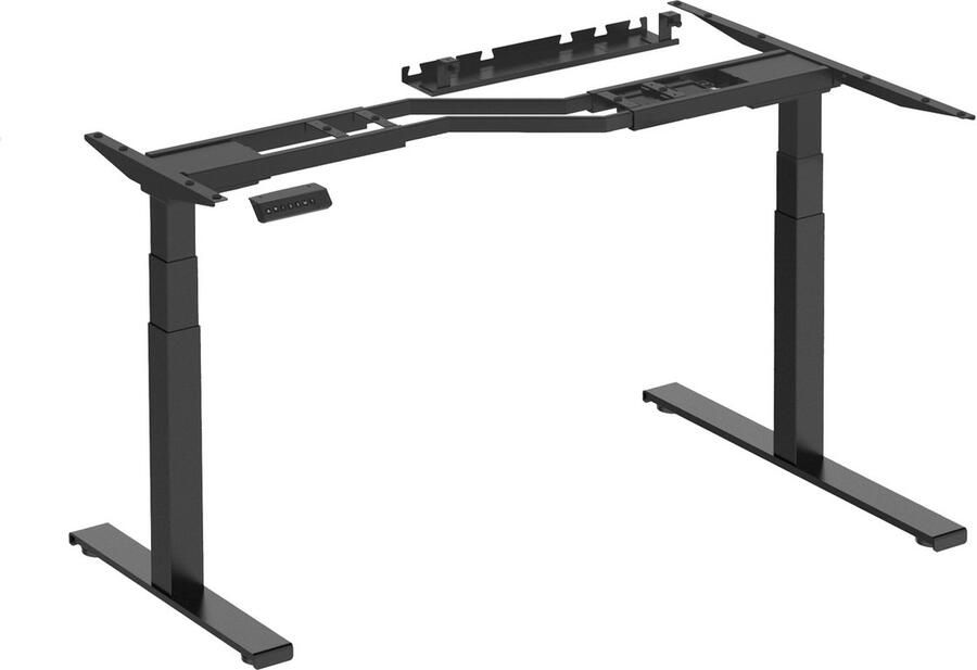 Worktrainer Lumi Zit Sta Hoek Bureau Elektrisch Frame – In Hoogte Verstelbaar Bureau Onderstel Hoogte 62-128 cm Breedte 125-165 cm Zwart Met Geheugenfunctie